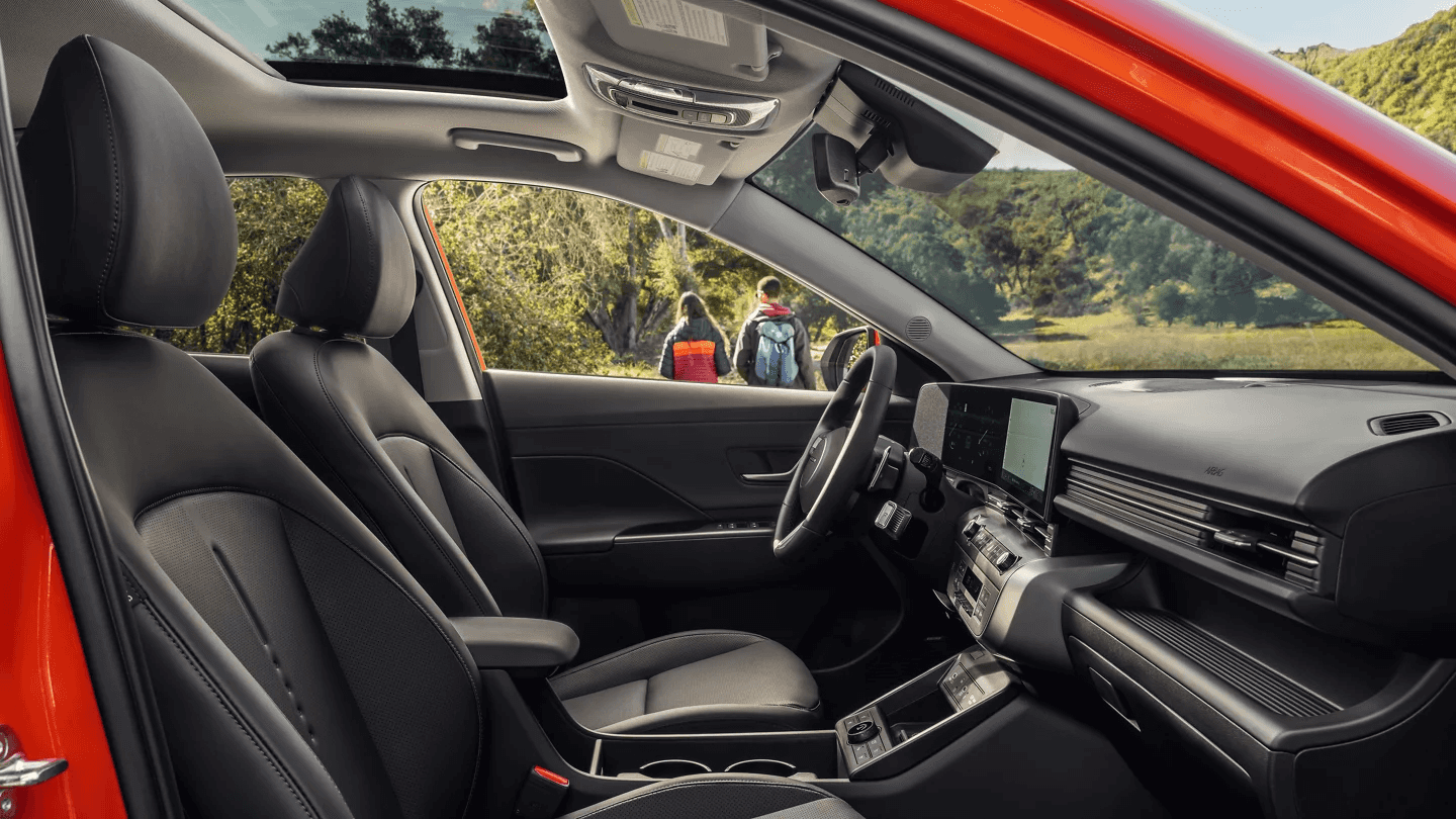 The interior design of a hyundai kona.