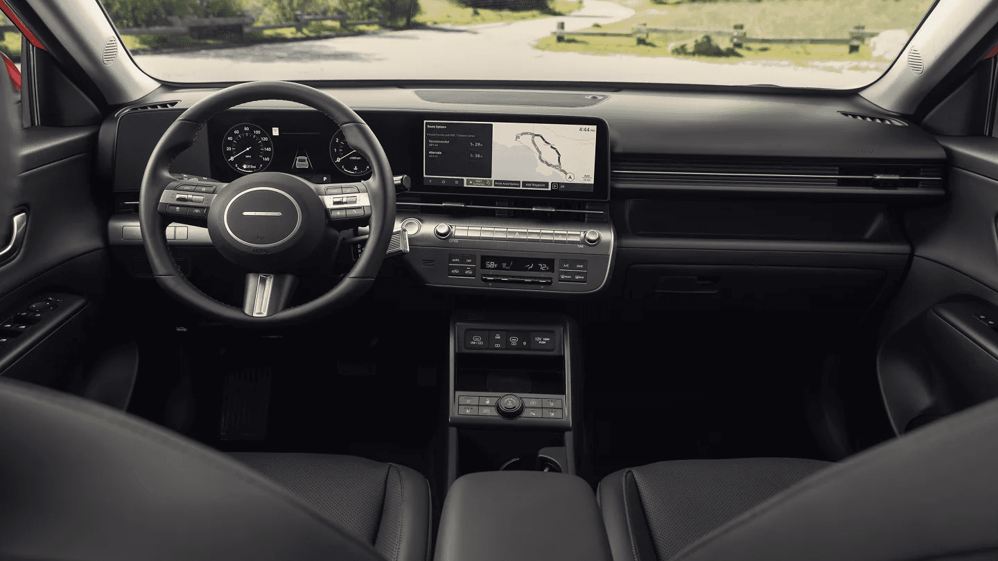 The front dash in a hyundai kona.