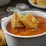 Red tomato Soup with Grilled Cheese Croutons