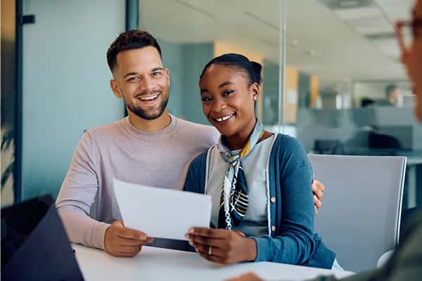 Customer completing financing application