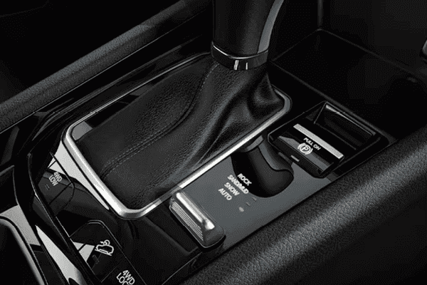 detail photo showing driving modes such as rock, sand, snow, and auto.