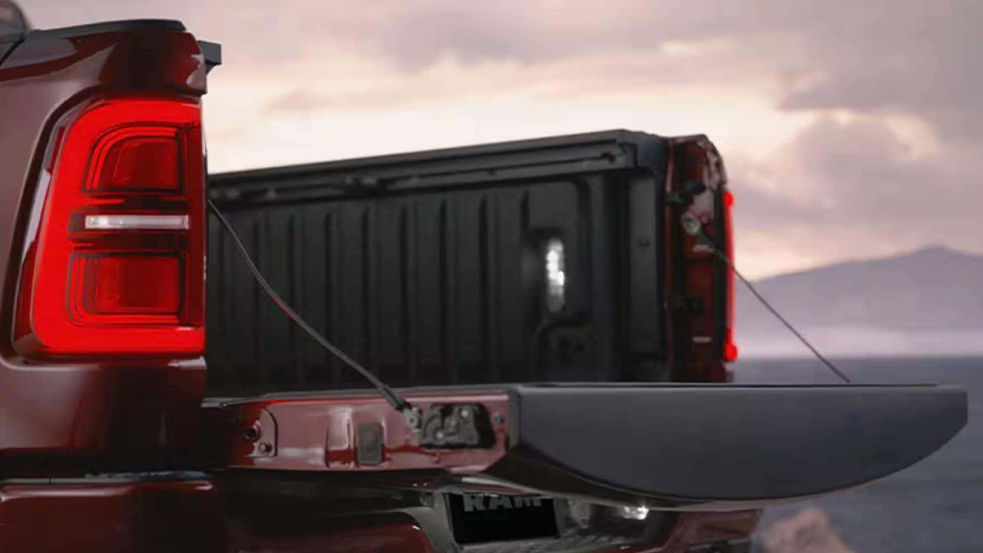 Ram 1500 bed utility with bed step and power release tailgate