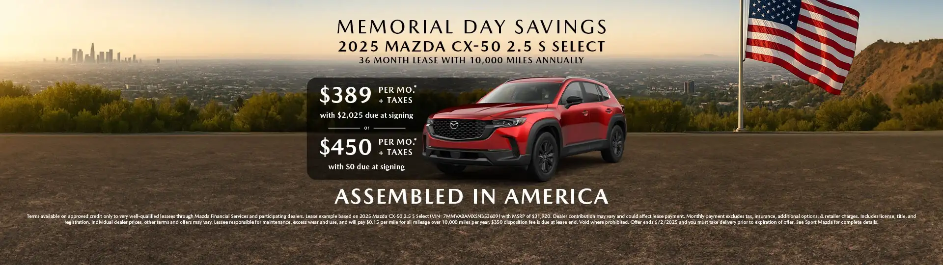 Memorial Day Savings - 2025 Mazda CX-50 Leases - Sport Mazda North Longwood, FL 32750