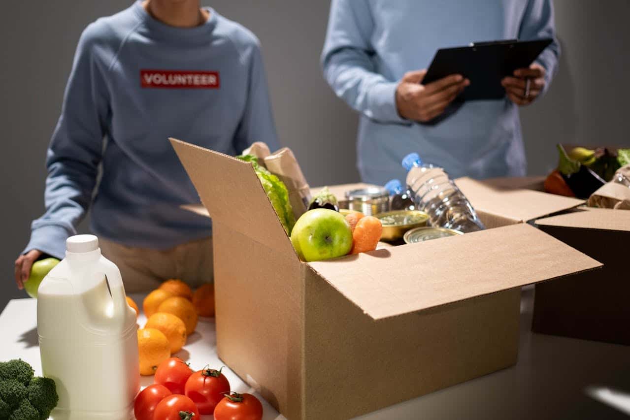 Volunteers at a food bank