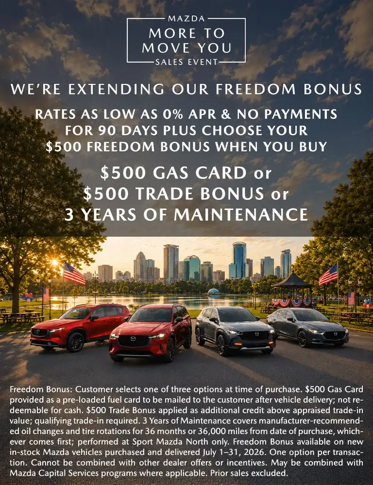 Extended Freedom Bonus Monthly Specials Banner Mobile Sport Mazda North Longwood, FL 32750