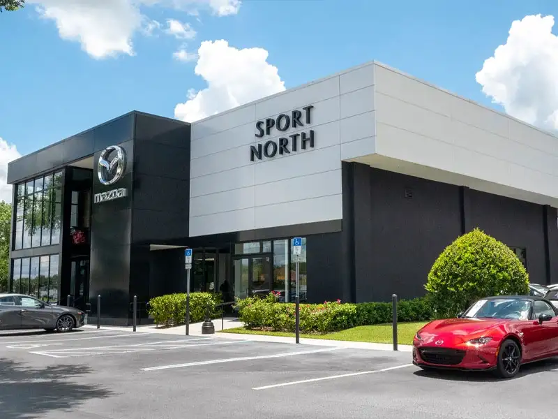Sport Mazda North dealership exterior at 400 N. US Hwy 17-92 in Longwood, Florida
