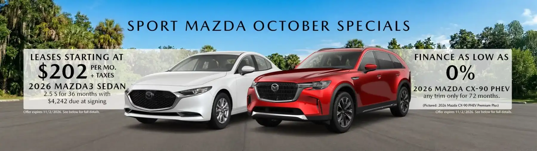 Monthly Specials Page Banner October 2026 Sport Mazda North Longwood, FL 32750