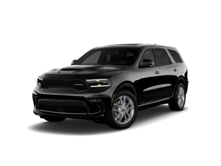 Angled front view of black Dodge Durango