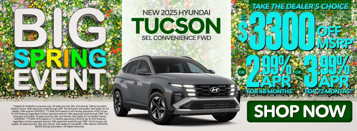 New 2025 Tucson SEL CONVENIENCE FWD "Take the dealer's choice and get up to $3,300 off MSRP* Or 2.99% APR for 48 months** Or 3.99% APR for 72 months***"