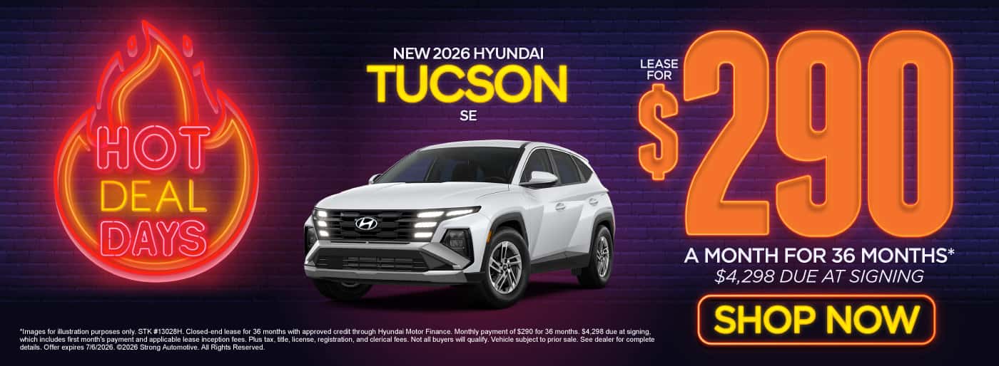 NEW 2026 HYUNDAI TUCSON SE LEASE $290 A MONTH / 36 MONTHS* $4,298 DUE AT SIGNING