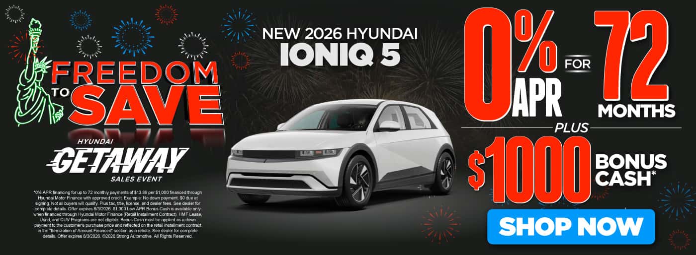 NEW 2026 IONIQ 5 0% APR FOR 72 MONTHS + $1,000 BONUS CASH*