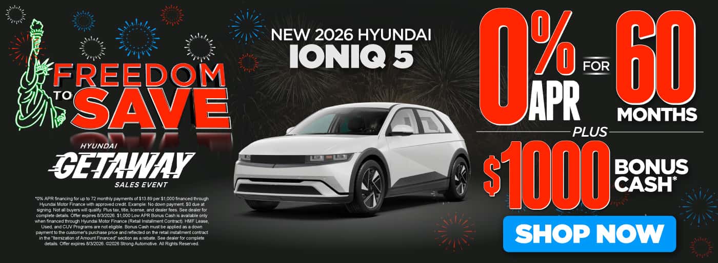 NEW 2026 IONIQ 5 0% APR FOR 72 MONTHS + $1,000 BONUS CASH*