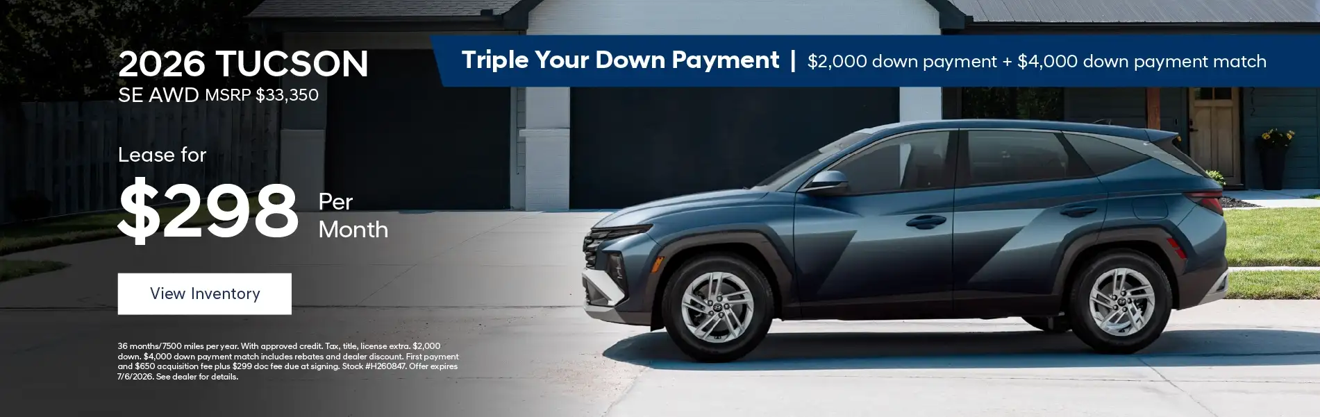 2026 Hyundai Tucson SE AWD - Lease for $298 per month