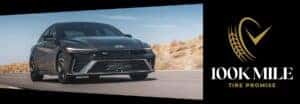 Hyundai Elantra driving down the highway inthe desert