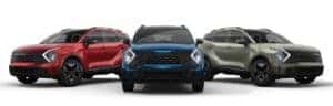 2025 Sportage Hybrid in red blue and green colors
